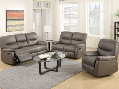 Canapé droit 3 places en pvc gris