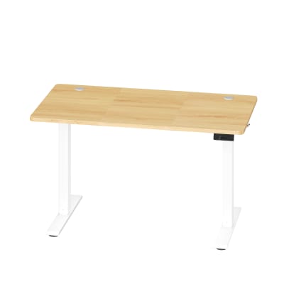 Bureau assis-debout réglable 120 x 60 cm acier doré chêne
