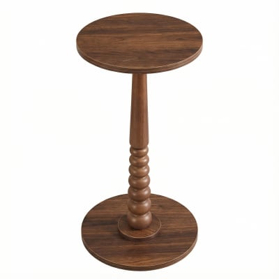 Bout de canapé petite table basse ronde bois marron