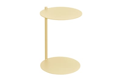 Table d'appoint ande jaune, acier mat, design minimaliste