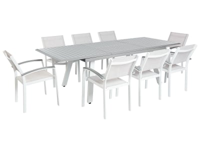 Set de salle à manger d'extérieur 8 personnes en aluminium gris