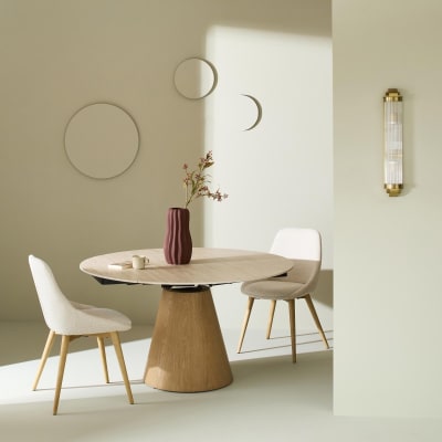 Table en céramique ronde avec allonges