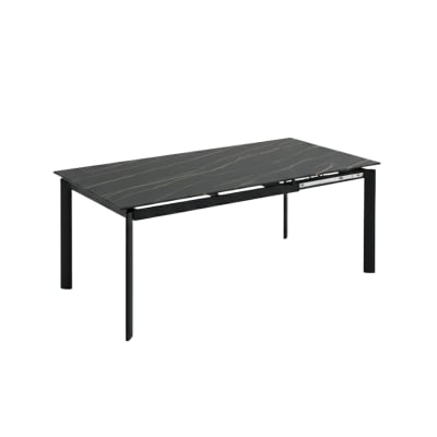 Table extensible en grès cérame effet marbre noir, 140 x 90 cm, hauteu