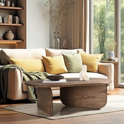 Table basse 140cm forme organique en bois de mindi