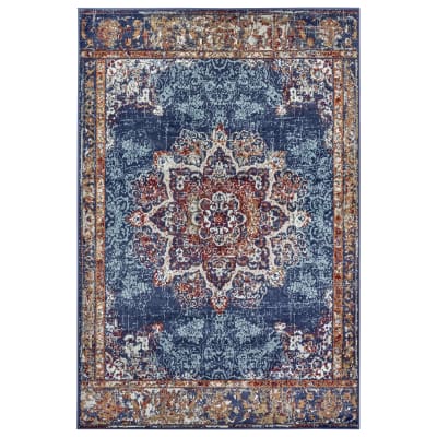 Tapis style vintage moderne bleu 140x200cm