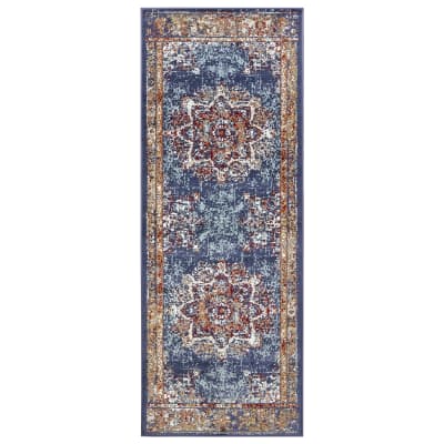 Tapis entrée style vintage moderne bleu 80x120cm