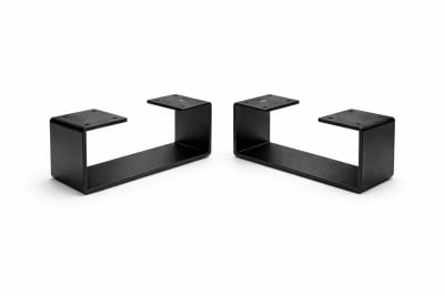 Lot de 2 pieds métalliques en u, support pour meubles, noir, 31x8x12cm