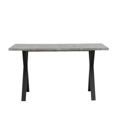 Table de salle à manger à pieds croisés, effet métal et béton, 140 cm