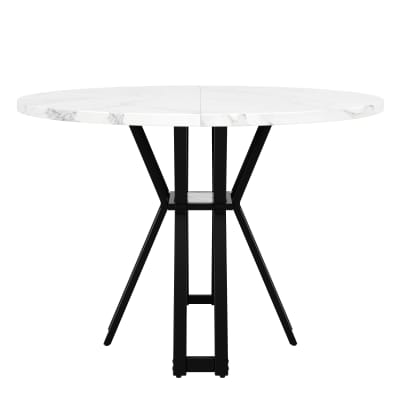 Table ronde à manger ronde blanc et noir,  4/6 personnes, d100 cm