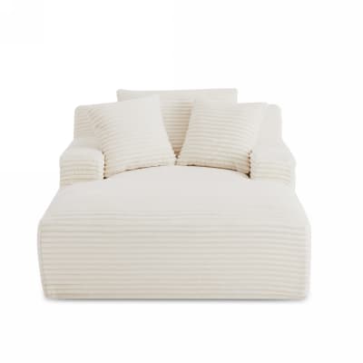 Canapé profond droit et compressé velours côtelé 1 place beige