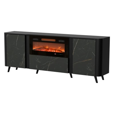 Buffet bois blanc marbré 191x40x69h cm