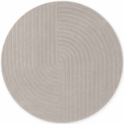 Tapis rond en laine tuftée main gris 150cm