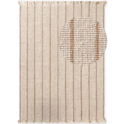 Tapis en jute naturelle à franges ecru et or 200x300cm