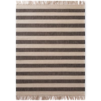 Tapis jute à franges fait main crème et marron 200x300cm