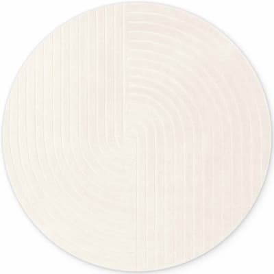Tapis rond en laine tuftée main crème 150cm