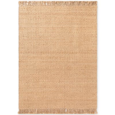 Tapis jute à franges fait main beige 200x300cm