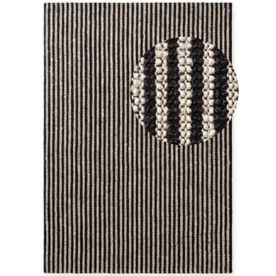 Tapis en jute naturelle bouclée noir et blanc 200x300cm