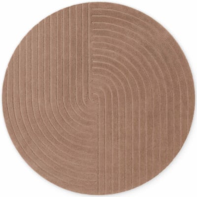 Tapis rond en laine tuftée main beige 150cm