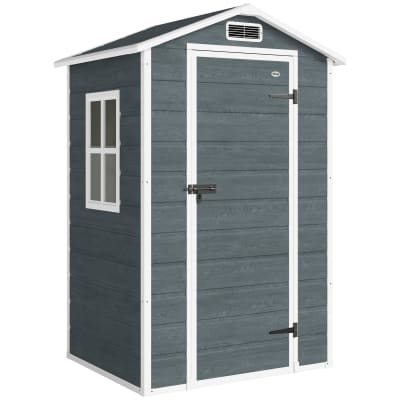 Abri de jardin en résine effet bois avec plancher 128x104x196cm gris