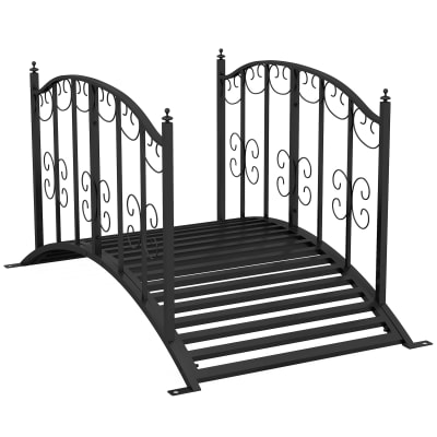Pont de jardin avec garde-corps latéraux charge 120 kg acier noir