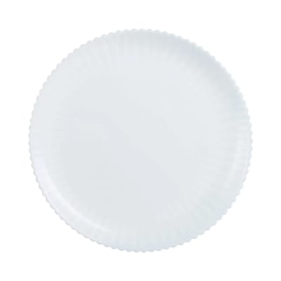6 assiettes plates blanches en opale 25 cm