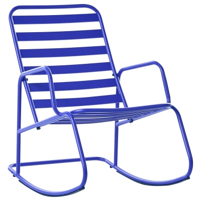 Fauteuil à bascule d'extérieur métal bleu