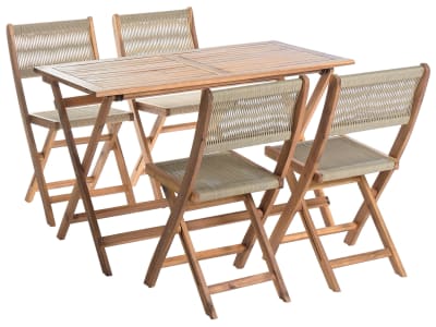 Salle à manger de jardin 4 places acacia beige