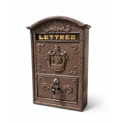 Boite aux lettres murale extérieure jardin fonte marron 45cm