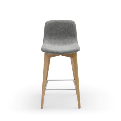 Chaise snack tissu gris pied en frêne naturel