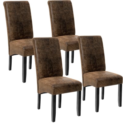 Ensemble 4 chaises de salle à manger cuir synthétique marron antique