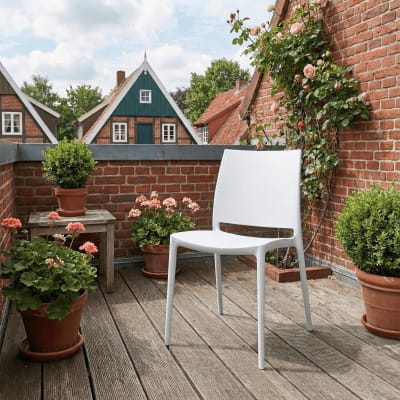 Lot de 2 chaises de jardin empilable en kunstharz blanc