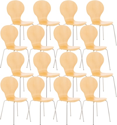 Lot de 16 chaises de visiteurs en bois Nature
