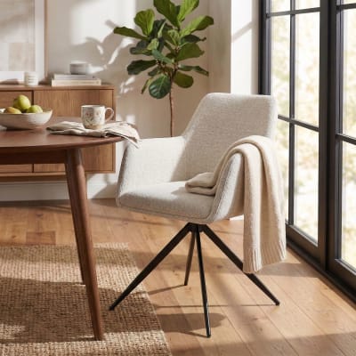 Chaise salle à manger pivotant en stoff crème