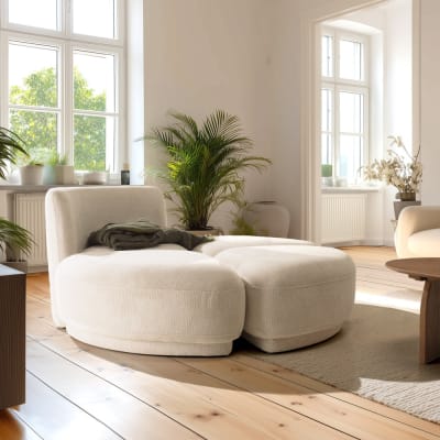Ensemble canapé 1 place avec dossier et 3 poufs