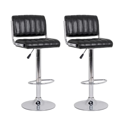 Lot de 2 tabourets de bar réglables chromés et simili noir