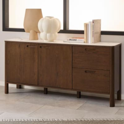 Buffet de salle à manger chêne fumé et céramique l160