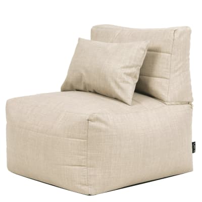 Pouf fauteuil modulable en tissu tissé intérieur et extérieur beige