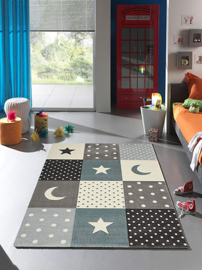 Tapis moderne enfants, bleu, 120 x 170 cm