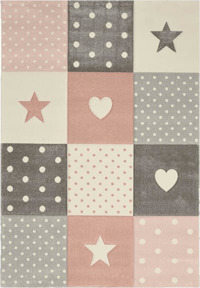 Tapis moderne enfants, rose, 140 x 200 cm