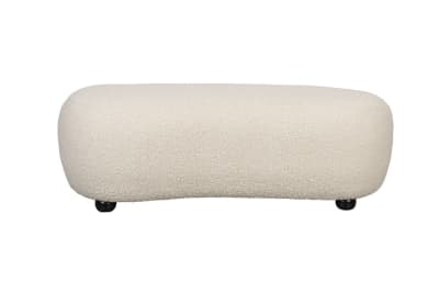 Repose-pied et pouf en tissu blanc