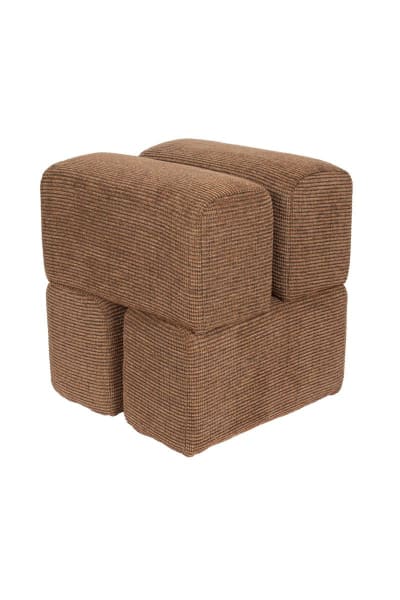 Repose-pied et pouf en tissu terracotta