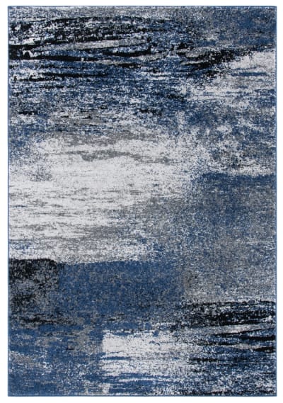 Tapis abstrait moderne en polypropylène gris/bleu, 155 x 229 cm