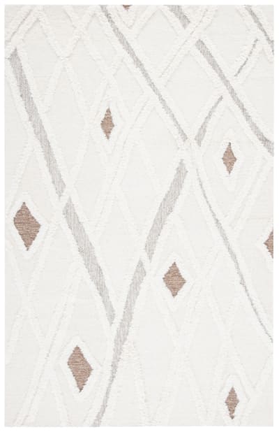 Tapis marocain en laine blanc/brun, 61 x 91 cm