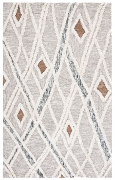 Tapis marocain en laine gris/blanc, 61 x 91 cm