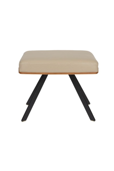 Repose-pied et pouf en simili cuir beige