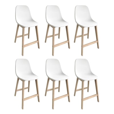 Lot de chaises d'ilot et bar  en chêne avec assise plastique 65cm