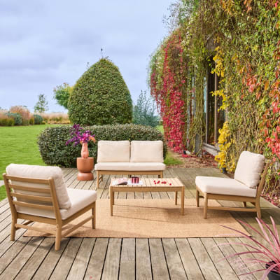 Salon de jardin bois d'acacia naturel 4 places