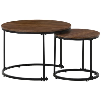 Set de 2 tables basses rondes chêne 70,5 x 70,5 x 50 cm