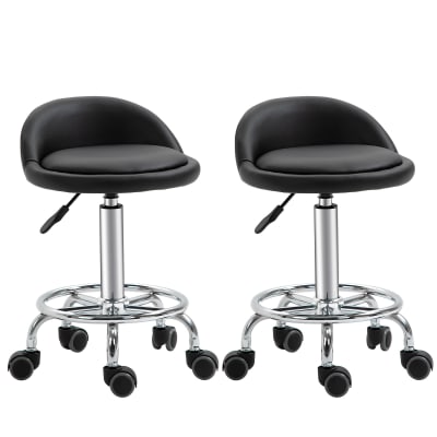 Tabouret de travail pivotant 360° ergonomique acier chromé noir