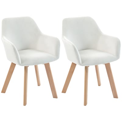 Chaise de salle à manger assise rembourrée tissu velours crème